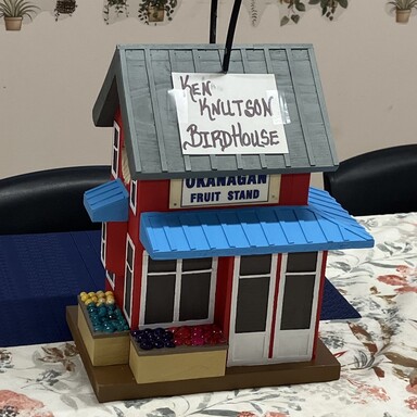 A Beautiful birdhouse donated by Ken Knutson